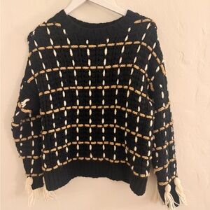 RHODE Black and Gold Checkered Sweater